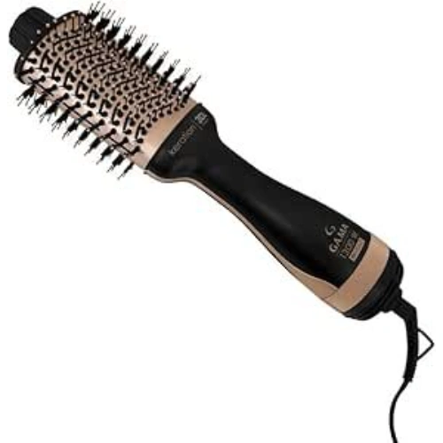 Escova secadora GA.MA Italy Stylish Keration Brush 3D bivolt, preta com detalhes em cobre metálico.