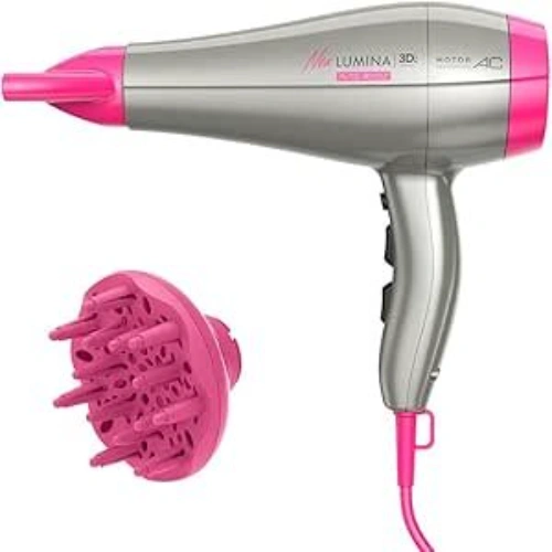 Secador de cabelo GA.MA Italy New Lumina 3D bivolt com difusor, na cor bege savana e pink
