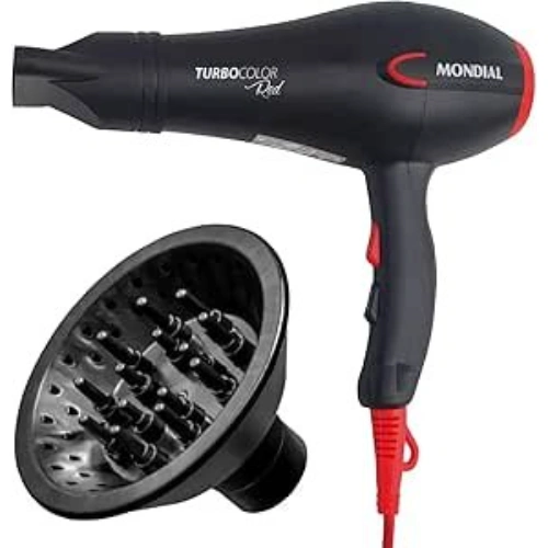 Secador Mondial Turbo Color Red vermelho e preto com difusor, bico direcionador e 2000W.