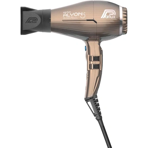 Secador de cabelo profissional Parlux Alyon 127V na cor bronze, design ergonômico e acabamento metálico.
