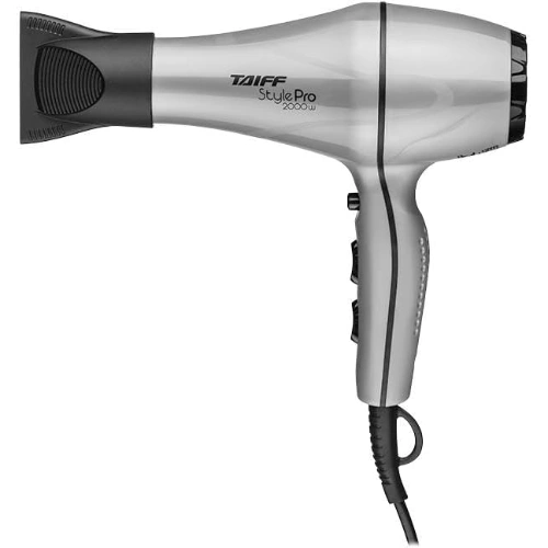 Secador de cabelo Taiff Style Pro 2000 prata, modelo profissional de 2000 W e cabo de 1,8 m.