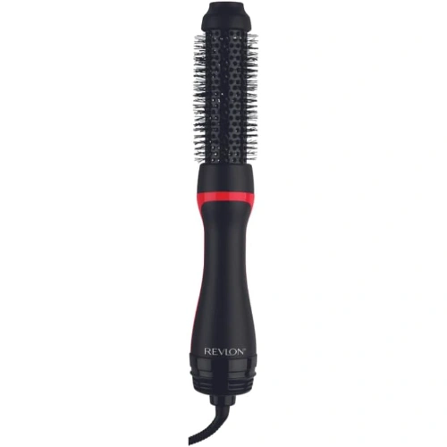 Escova secadora alisadora Revlon Root Booster 127V, preta e vermelha, para secar, alisar e modelar.